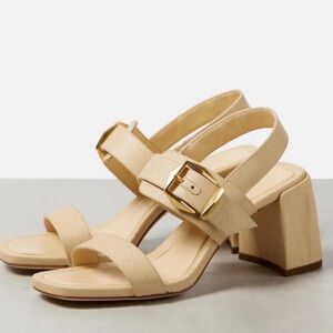 Jimmy Choo Hawke 70 Natural Raffia Gold Block Heel Sandals
